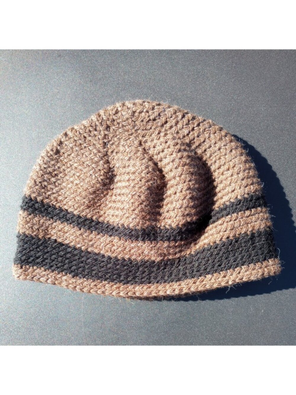 Men's Beanie Alpaca Hat Handmade Wool Cap Crochet Slouch Hiking Skiing Brown - Picture 8 of 12
